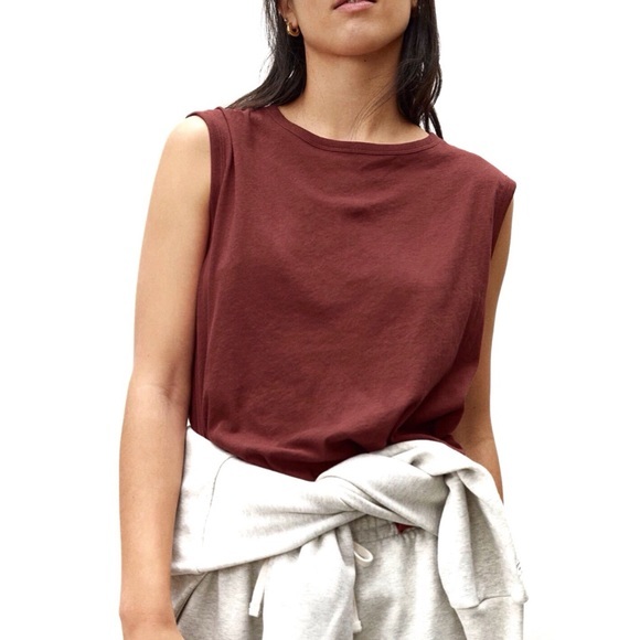 Everlane Tops - Everlane Women’s The Organic Cotton Dusty Red Sleeveless Tissue Tank Top Size XS